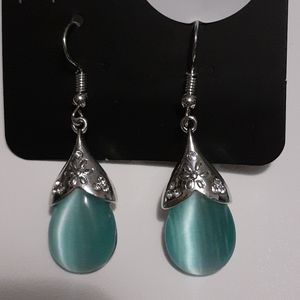 Spring Dew Moonstone Earrings Blue